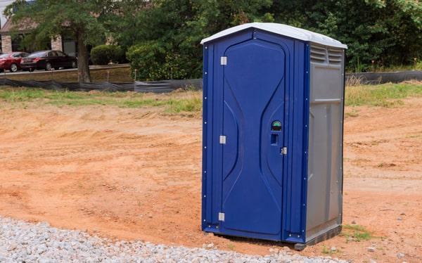 Special event portable restrooms arranged with stanchions in Burlington, Vermont