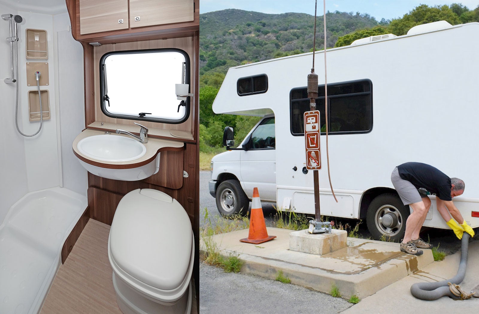 Portable RV/camper toilet and holding tank setup in Burlington, Vermont