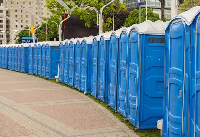 Seasonal porta potty units set up at a Burlington, Vermont venue